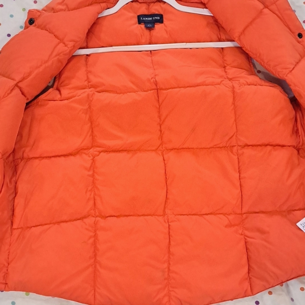 Lands End Goose Down Puffer Quilted Vest Snap Buttons Fitted Outdoor Jacket - Picture 6 of 6